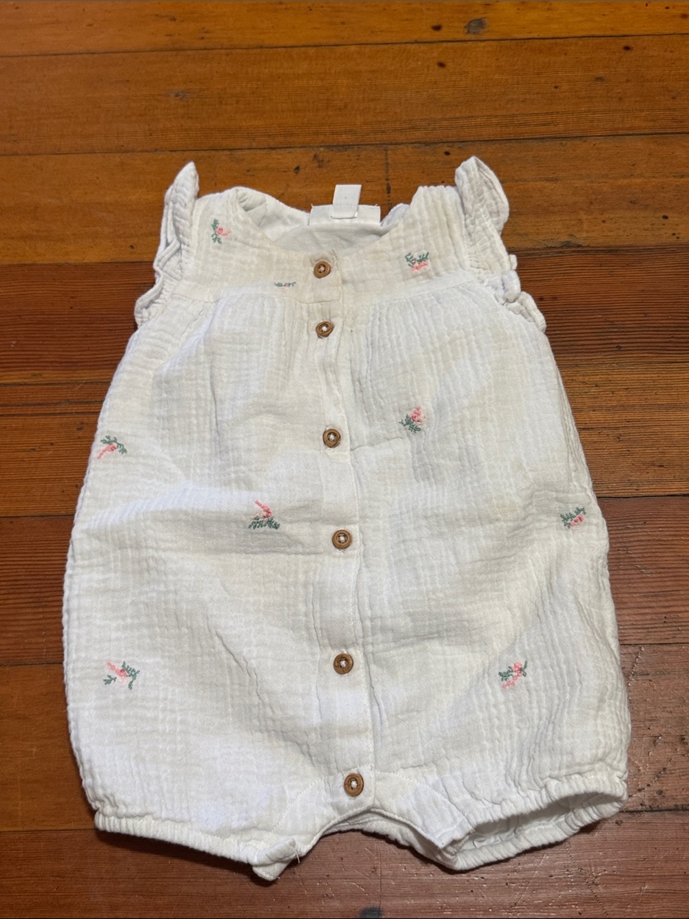 White Floral Embroidered Baby One-Piece Romper